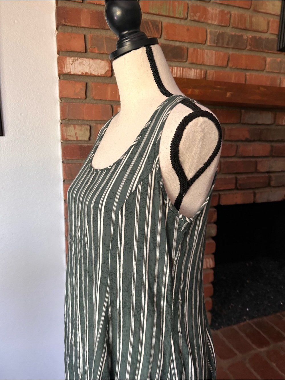 Fat Face Striped Sleeveless Midi Dress in Green Sz 6 - Picture 4 of 6